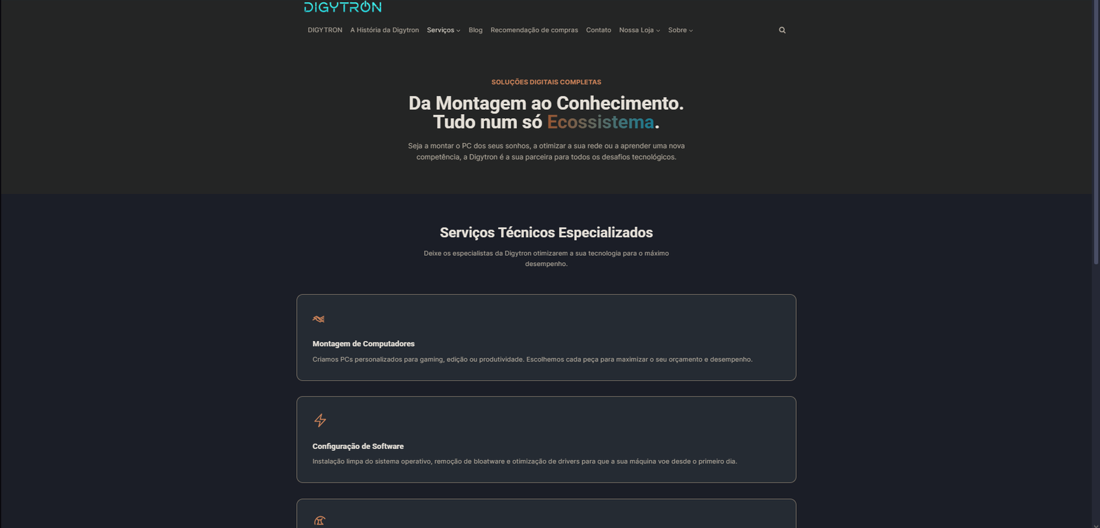 Página de Serviços da Digytron
